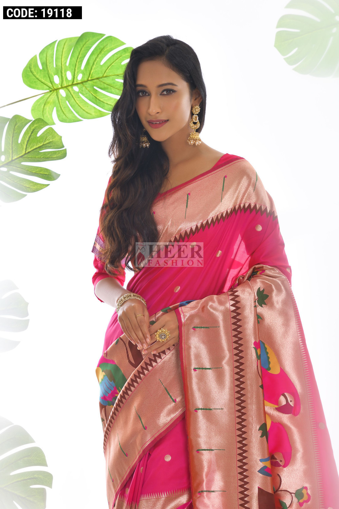 Rani Pink Color Paithani Silk Saree With Zari Weaving Work