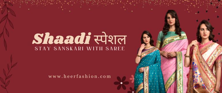 buy wedding wear saree at Heer Fashion with affortable price.