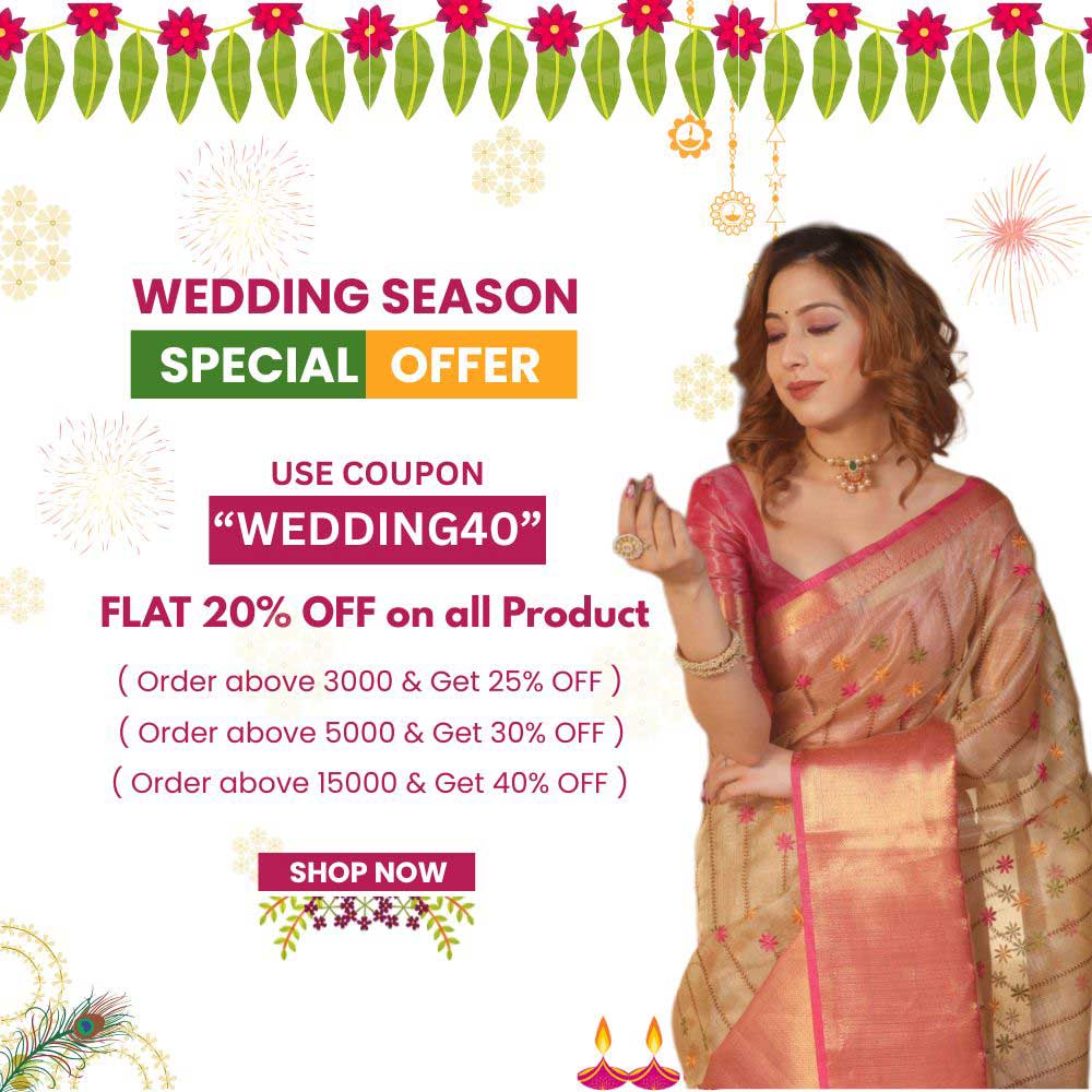 Royal blue paithani silk saree with copper zari weaving work