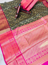 Black color k.anchipuram handloom weaving silk saree