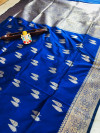Blue color kanchipuram silk handloom saree