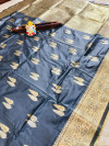 Gray color kanchipuram silk handloom sare