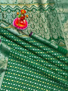Green color soft lichi silk weaving saree