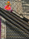 Black color soft lichi silk weaving saree