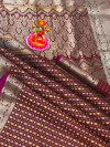 Maroon color soft lichi silk weaving saree