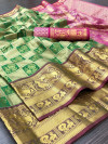 Green color kanchipuram handloom weaving silk saree