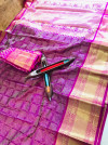 Purple color kanchipuram handloom weaving silk saree