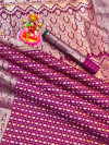 Magenta color soft lichi silk weaving saree