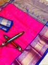 pink color kanchipuram handloom weaving silk saree