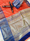 Red color kanchipuram handloom weaving silk saree
