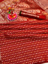 Red color soft lichi silk weaving saree