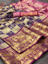 Purple color kanchipuram handloom weaving silk saree