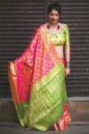 Gajari color patola silk saree with zari weaving work