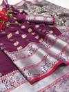 Magenta color kanchipuram soft silk zari work saree