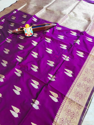 magenta color kanchipuram silk handloom saree