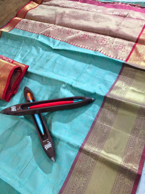 Firoji color kanchipuram handloom weaving silk saree