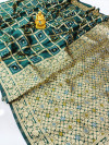 Green color bandhani saree with golden zari weaving work
