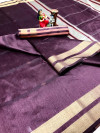 Magenta color soft cotton silk saree with zari weaving work