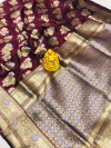 Maroon color kanchipuram silk handloom saree