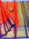Red color kanchipuram silk saree with golden zari woven work