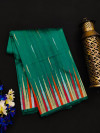 Green color tussar silk saree with zari woven work