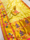 Off white color paithani silk  saree with zari border