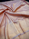 Peach color soft silk saree with zari  weaving work