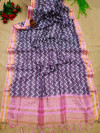 Magenta color soft linen saree with zari weaving work