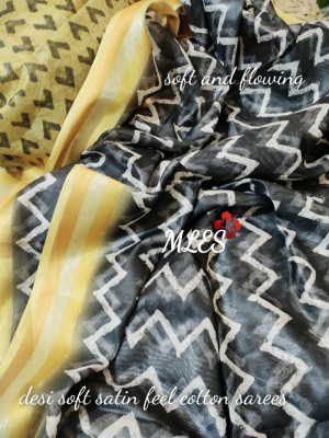 Gray color soft linen saree with zari weaving work
