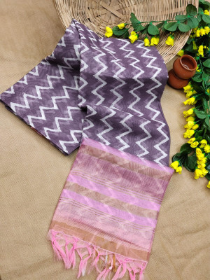 Magenta color soft linen saree with zari weaving work