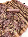 Brown color soft cotton saree with digital printed work