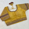 South silk heavy embroidery work gold color blouse