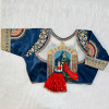 Heavy embroidery bridal work navy blue color blouse