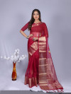 Pink color soft organza silk saree with foil printed work