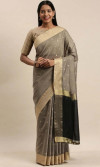 Gray soft cotton saree with zari weaving work