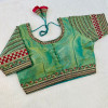 South silk heavy embroidery work rama green color blouse
