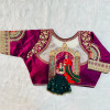 Heavy embroidery bridal work wine color blouse
