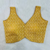 Western design with chikan work mustard yellow color blouse