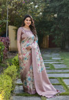 Multi color soft fancy silk saree with digital printed work