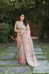 Beige color banarasi silk saree with woven design