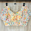 Digital flower printed work cream color ruffle blouse