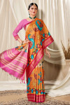 Multi  color soft cotton saree with printed work