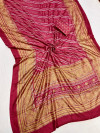 Pink color pashmina silk saree with printed work