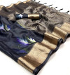 Gray color soft organza silk saree with foil printed work