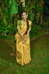 Yellow color bhagalpuri silk saree with zari weaving work