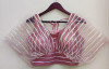 Dark pink color net blouse with radium stripes work