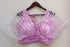 Pink color net blouse with radium stripes work