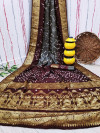 Gray and maroon color bandhej silk saree with zari weaving work