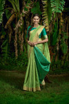 Parrot green color bhagalpuri silk saree with zari weaving work