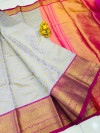 Lavender color kanchipuram silk saree with zari weaving work